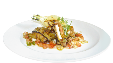 Gefüllte Auberginentaschen mit gegrilltem Fenchel und ...