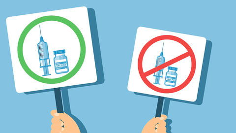 Schilder mit Impfen Ja und Nein